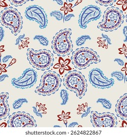Seamless pattern of  flowers persian style, Artwork drawn from painted software. You can Edit from eps file