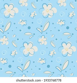 Patrón sin foco con flores y pétalos. Textura veraniega en estilo doodle.