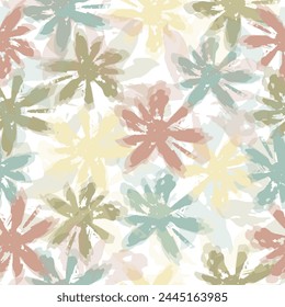 Seamless pattern of flowers with pink blue and orange background.  Watercolor colorful tie dye pattern. 