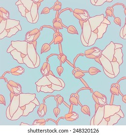 seamless pattern flowers pink color - vector illustration