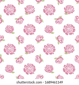 Seamless pattern with flowers. Pink peonies