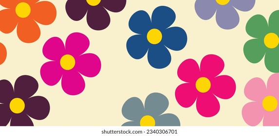 Seamless pattern of flowers with pink. white black , green  blue and orange background. Pink flowers background. textured abstract art textile flower design.Abstract floral seamless pattern. Bright co