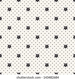 Seamless pattern with flowers. Polka dot print. Stylish vector texture