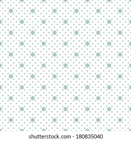 Seamless pattern with flowers. Polka dot print. Stylish vector texture