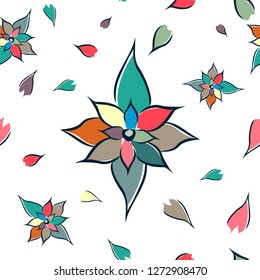 Seamless Pattern Flower's With Pop Art Color