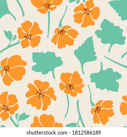 Seamless pattern with flowers poppies. Vector illustration.