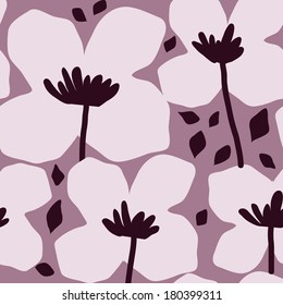 Seamless pattern with flowers in a primitive style. vector illustration