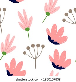 patrón impecable con flores. imprimir para el diseño de tela, papel de envoltura. flores de primavera sobre un fondo blanco.
