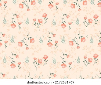Seamless pattern with flowers. Repeating image for printing on bed linen. Flora, plants and nature on spring seasom, blossom. Design and fashion prints for clothes. Cartoon flat vector illustration