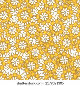 Patrón sin foco con flores. Patrón retro al estilo de los años 70. Vector.