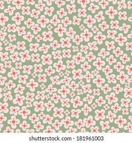 seamless pattern with flowers in retro style. vector illustration