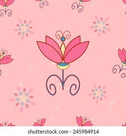 Seamless pattern with flowers in retro style. Vector illustration. Greeting card for mother's day, birthday,anniversary, wedding and other holidays.