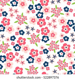 Seamless pattern with flowers. Retro vector floral background.