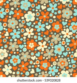 Seamless pattern with flowers. Retro vector floral background.