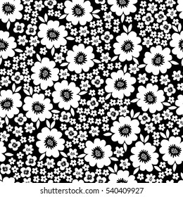 Seamless pattern with flowers. Retro vector floral background.