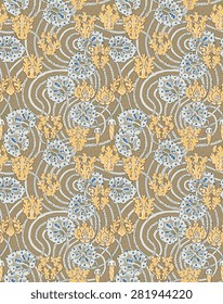Seamless pattern with flowers. Romantic style.  Retro. Vector