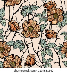 Seamless pattern with flowers roses