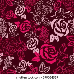 Seamless pattern with flowers roses. Floral background. Vector illustration. 