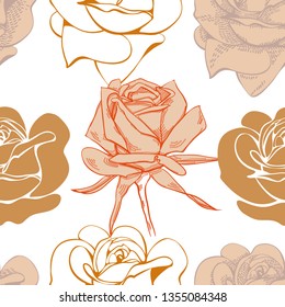 Seamless pattern with flowers roses in pastel colors