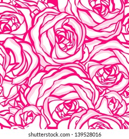 Seamless pattern with flowers roses, vector floral illustration in vintage style