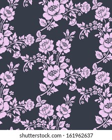 Seamless pattern with flowers roses, vector floral illustration in vintage style,damask pattern seamless.