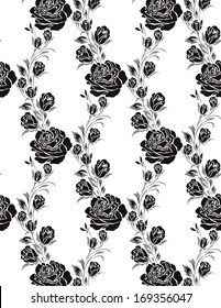 Seamless pattern with flowers roses, vector floral illustration in vintage style