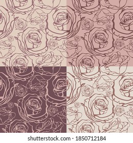 Seamless pattern with flowers roses, vector floral illustration pastel colors