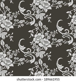 Seamless pattern with flowers roses, vector floral illustration in luxury style