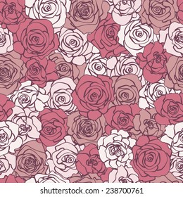 Seamless pattern with flowers roses, vector floral illustration 