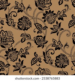 Seamless pattern with flowers roses, vector floral illustration in vintage style
