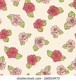 Seamless pattern with flowers roses, vector floral illustration