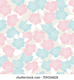 Seamless pattern with flowers roses, vector floral illustration