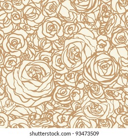 Seamless pattern with flowers roses, vector floral illustration in vintage style