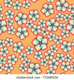 Seamless pattern. Flowers from rounded squares.