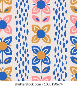 seamless pattern with flowers in scandinavian style
