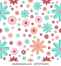 Seamless pattern of flowers Set of vintage style floral background illustrations. Spectacular pastel art y 2 k nature background with trees in spring