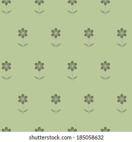 Seamless pattern with flowers in shades of green