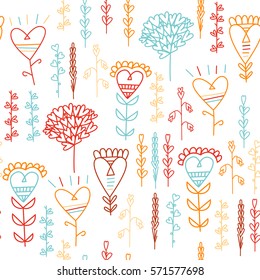 Seamless pattern with flowers in the shape of a heart. The pattern for the day of St. Valentine, wedding, birthday. Floral pattern.