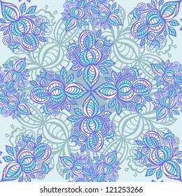 Seamless pattern with flowers and silhouettes