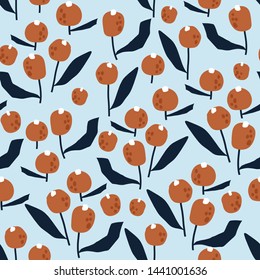 Seamless pattern with flowers in simple style. Creative floral pastel texture. Great for fabric, textile Vector Illustration