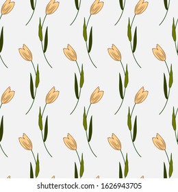 seamless pattern with flowers in simple style, vector illustration, for design of cards, cards and invitations, wallpaper ornament, wrap paper, scrapbooking