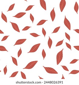 Seamless pattern with flowers. Simple vector flowers. Leaves, branches. Pattern with ornamental grasses. Flat style. Fabric design, textiles, print.