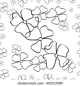 Seamless pattern flowers sketch. Flovers make letter S.