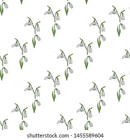 Seamless pattern with flowers snowdrops for fabric, textile, clothes, tablecloth and other things. Vector image. 