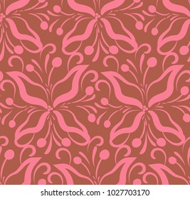 seamless pattern flowers, spiral stamen background