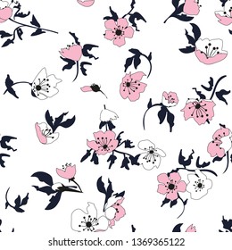 Seamless pattern with flowers. Spring floral texture