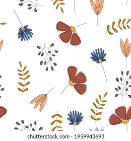 seamless pattern with flowers. spring and summer print for fabric and textile design. meadow flowers