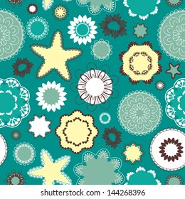 seamless pattern with flowers and stars