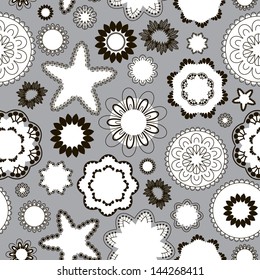 seamless pattern with flowers and stars