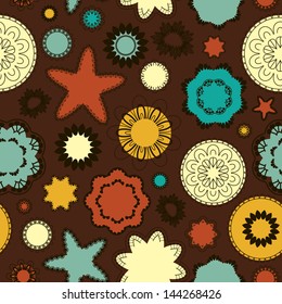 seamless pattern with flowers and stars